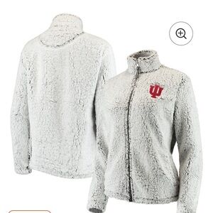 Women’s Heather Gray Indiana Hoosiers Sherpa Full Zip Jacket Medium NWOT